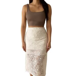 Y2k Embroidered Lace Coquette Pull-on Skirt Midi Size OO